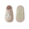 MyKids-USA® Kids Girl Embroidered Pattern Non-Slip Floor Soft Socks: Khaki / M (1-3Y)