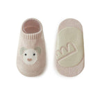 MyKids-USA® Kids Girl Embroidered Pattern Non-Slip Floor Soft Socks: Khaki / M (1-3Y)