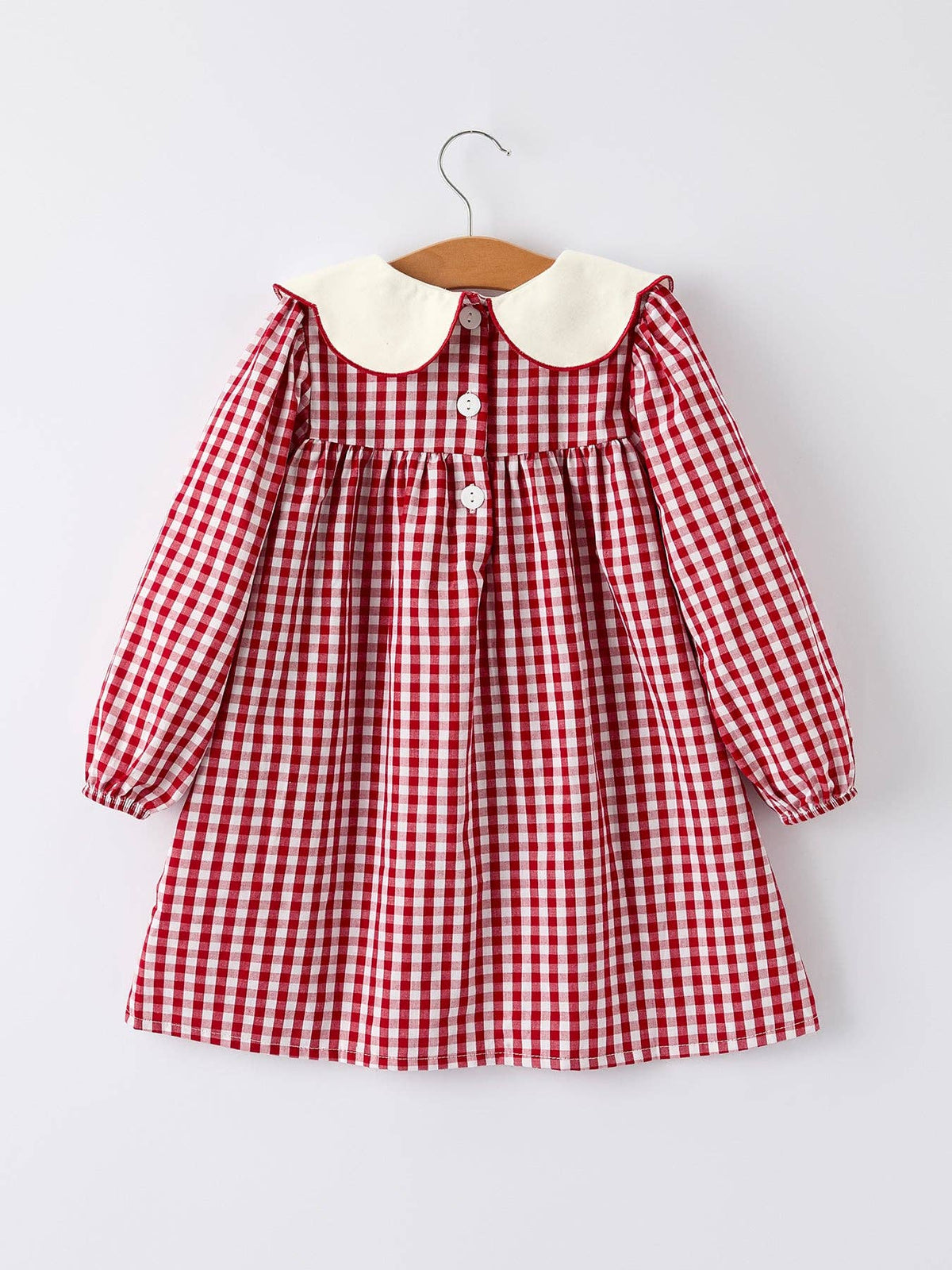 Christmas Embroidered Christmas Tree Plaid Girls Dress: 5