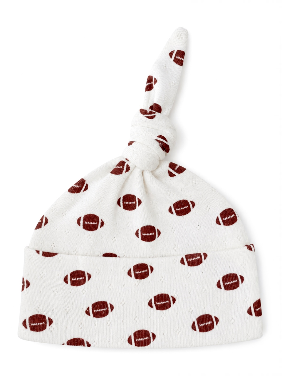 Football / Organic Pointelle Beanie: 0 - 3 mo.