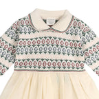 Dahlia Floral Jacquard Knit Baby Tutu Dress (Organic Cotton): Ecru / 12-18M