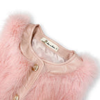 17119 Leather Trimmed Faux Fur Vest PINK / 3T