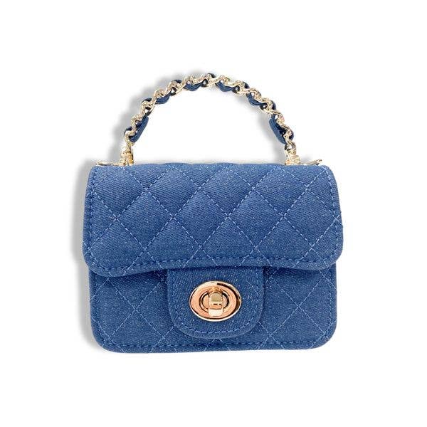 B1382 Sparkly Denim Quilted Purse (3 Colors): Dark Blue