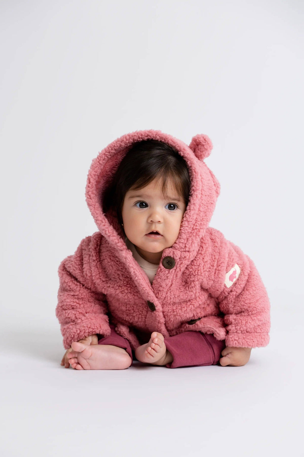 Baby Sherpa Teddy Cardigan_Mauve Pink: Girl / Mauve Pink / 6-9m