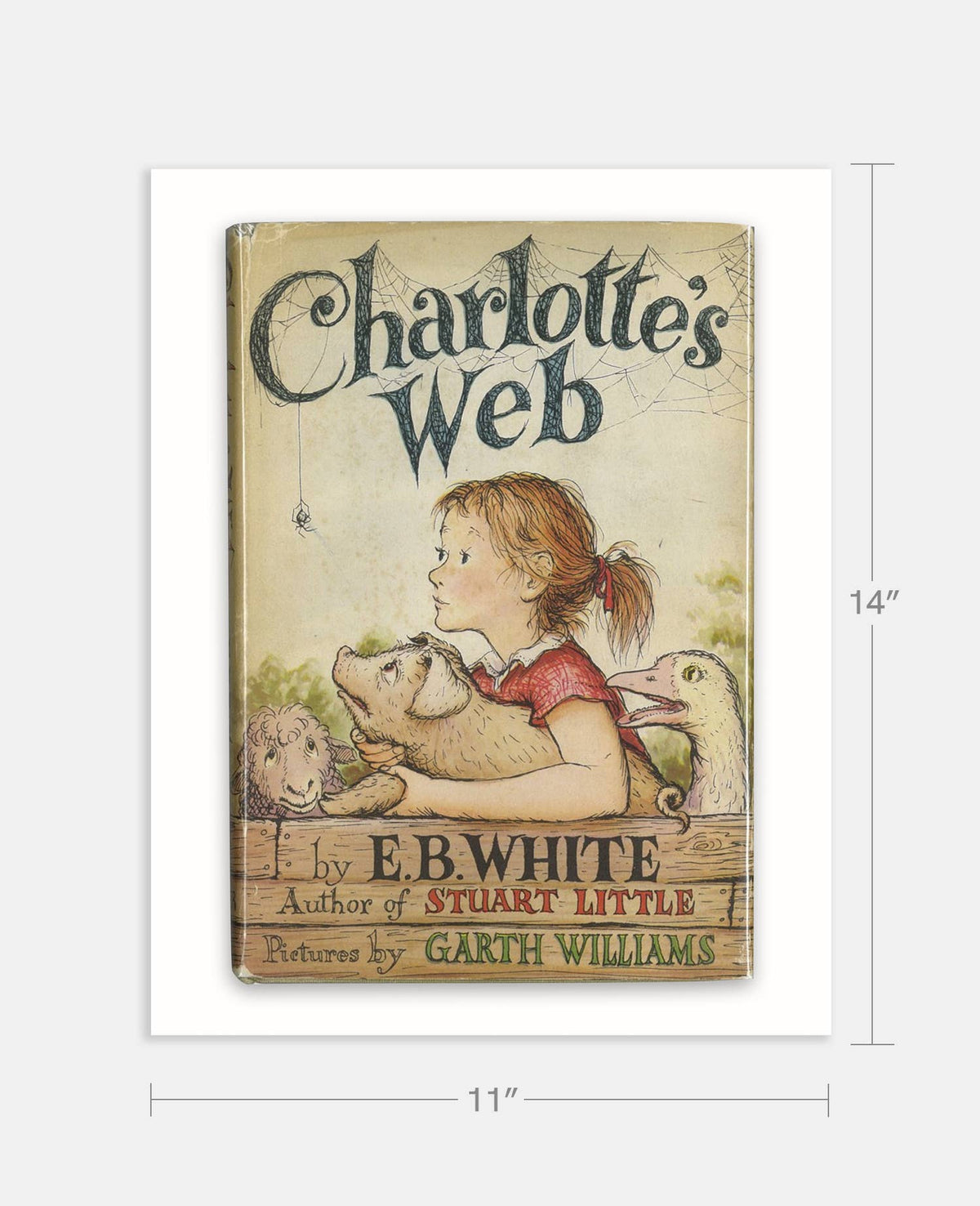 Charlotte's Web by E.B. White Book Cover Print: Maple Frame / 11×14"