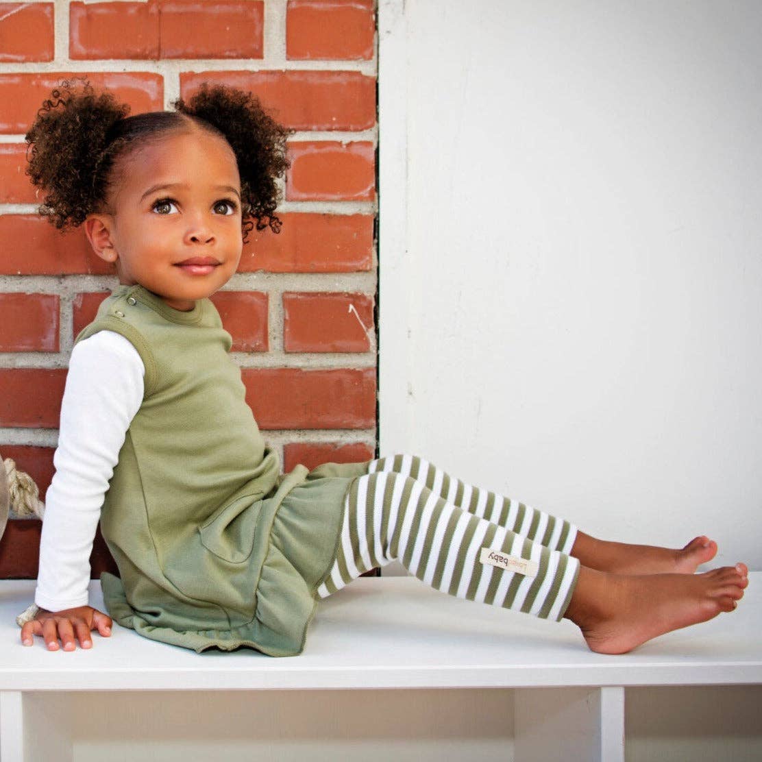 Sage/White | Organic Leggings: 18-24m