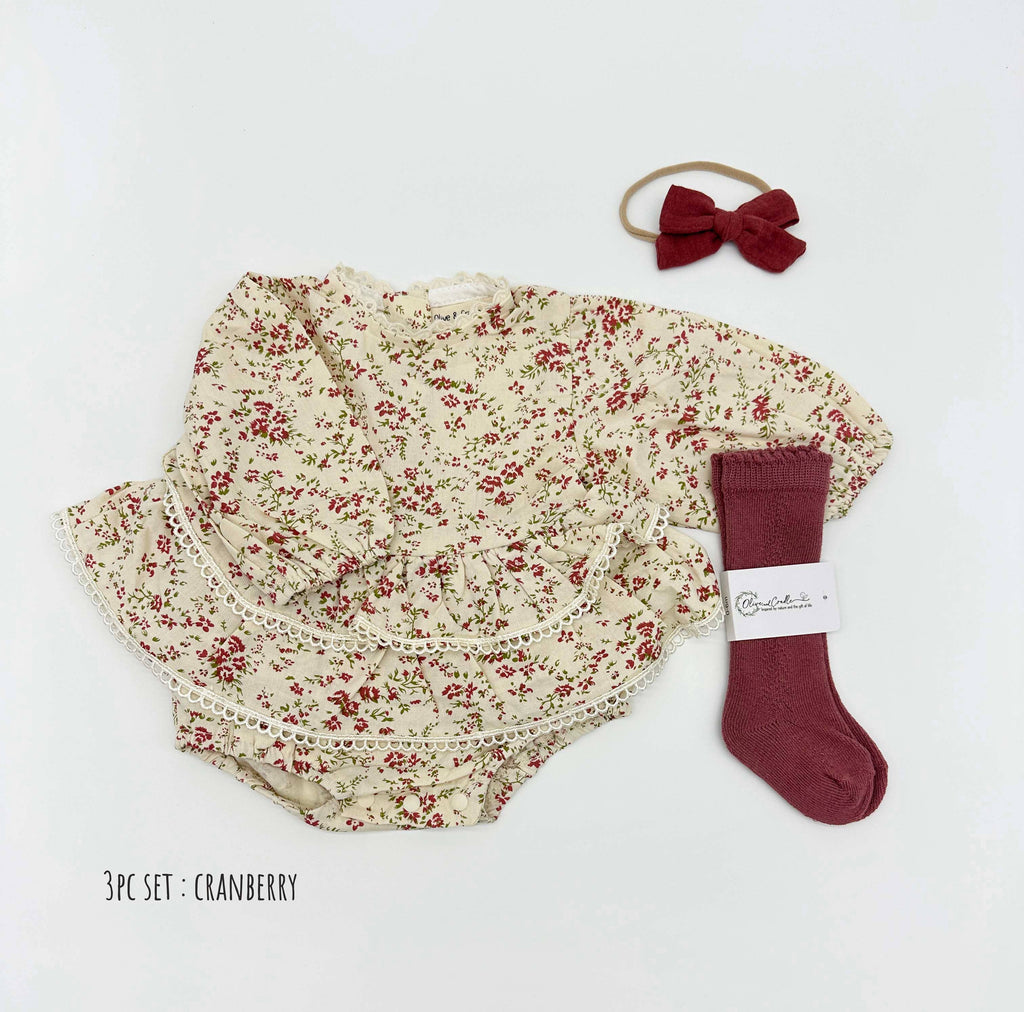 Bella Floral Romper: 2pc set (romper+bow) / 18-24 months