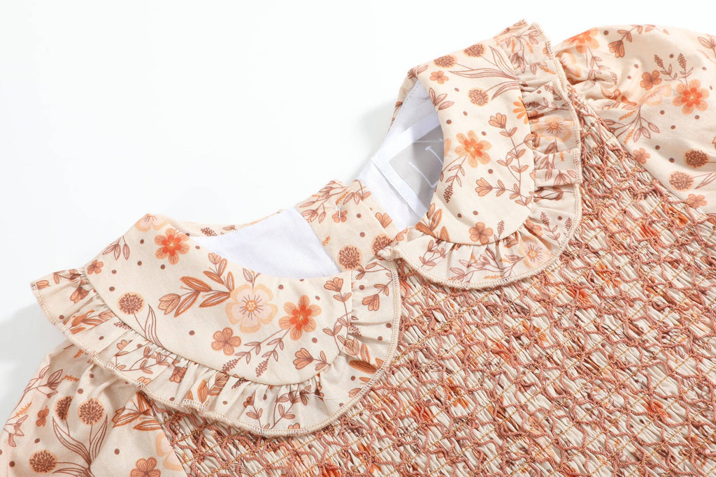 Brown Floral Collared Dress: 4T