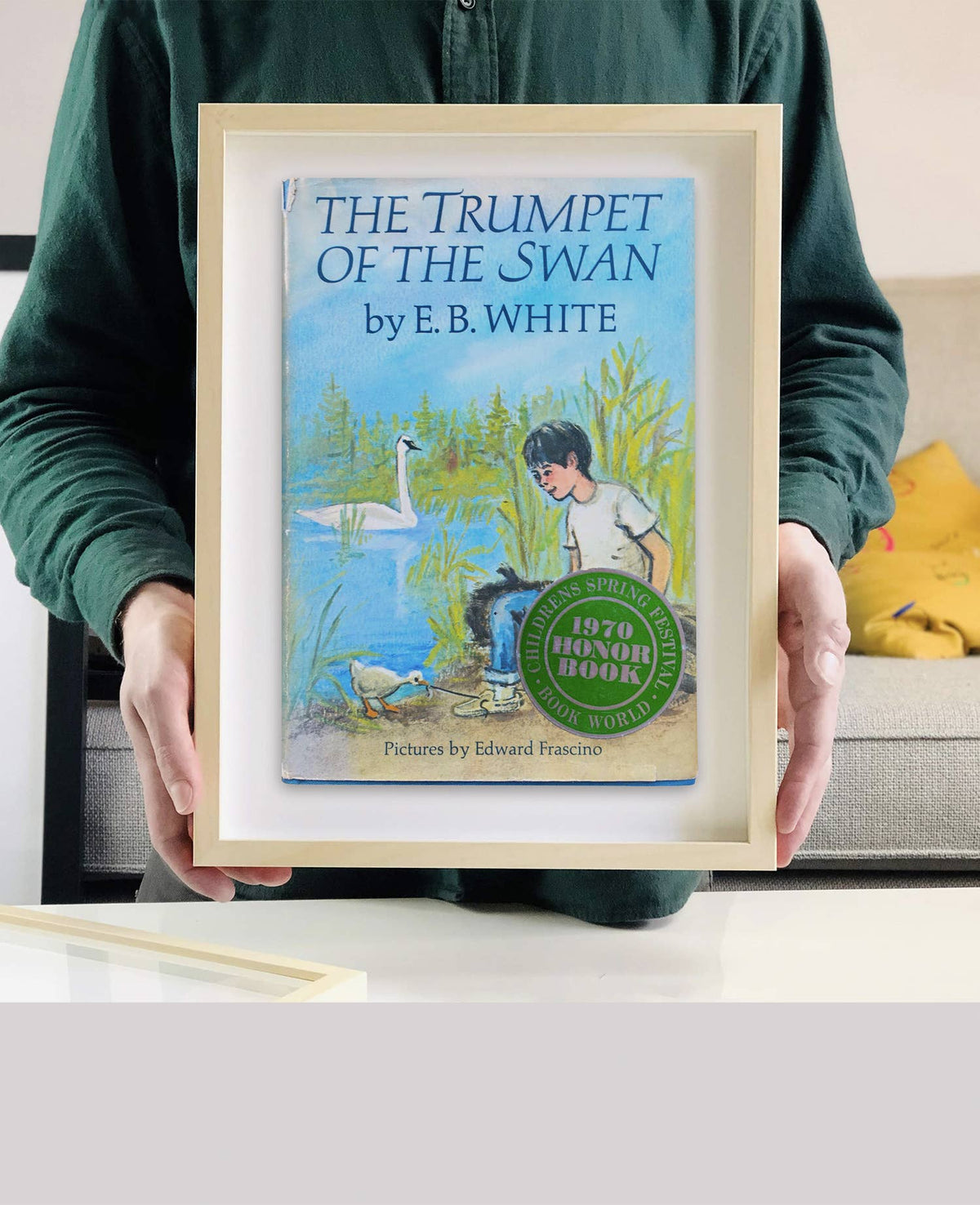 The Trumpet of The Swan by E.B. White Book Cover Print: Maple Frame / 11×14"