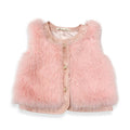 17119 Leather Trimmed Faux Fur Vest PINK / 3T
