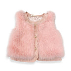 17119 Leather Trimmed Faux Fur Vest PINK / 3T