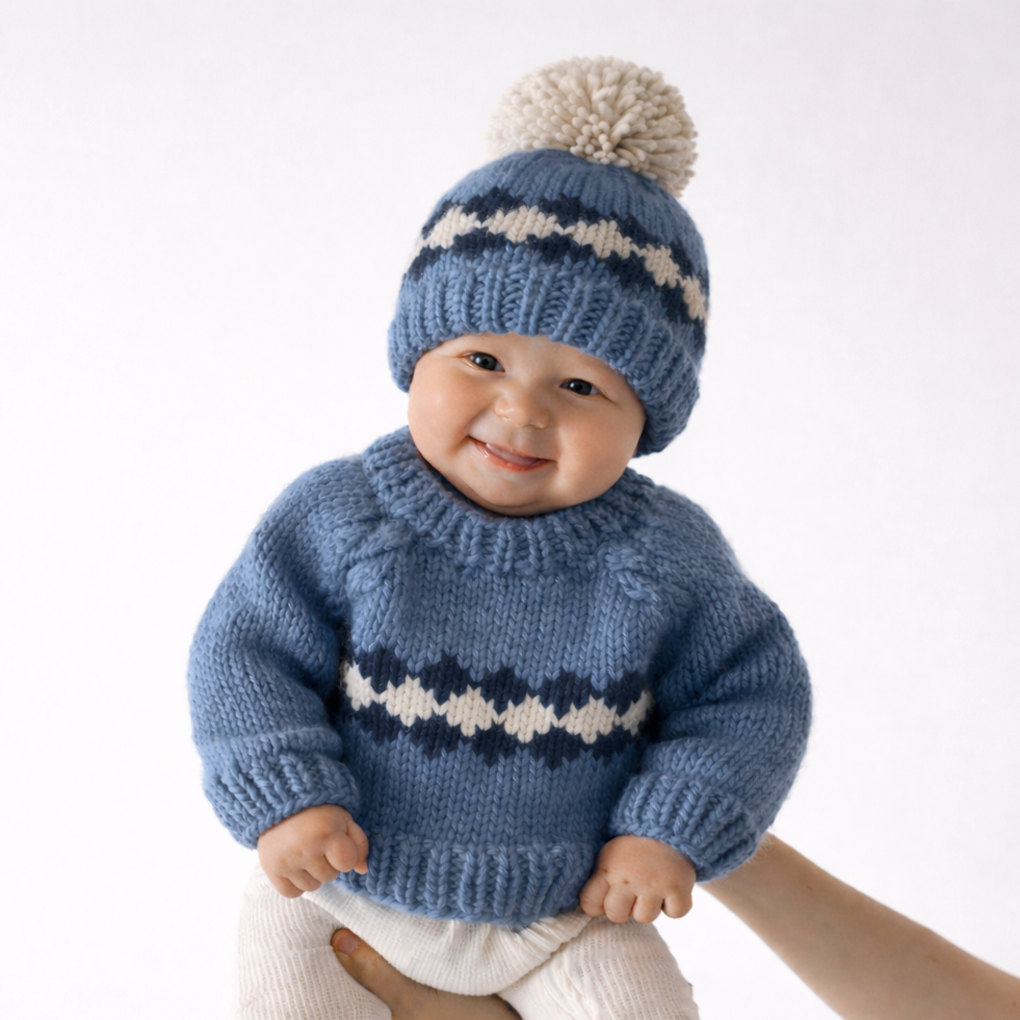 Geo Sweater Slate Blue for Baby & Toddler: 2-3T