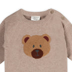Bear Knit Baby Pullover & Pant Set (Organic Cotton): Marl Brown / 6-12M
