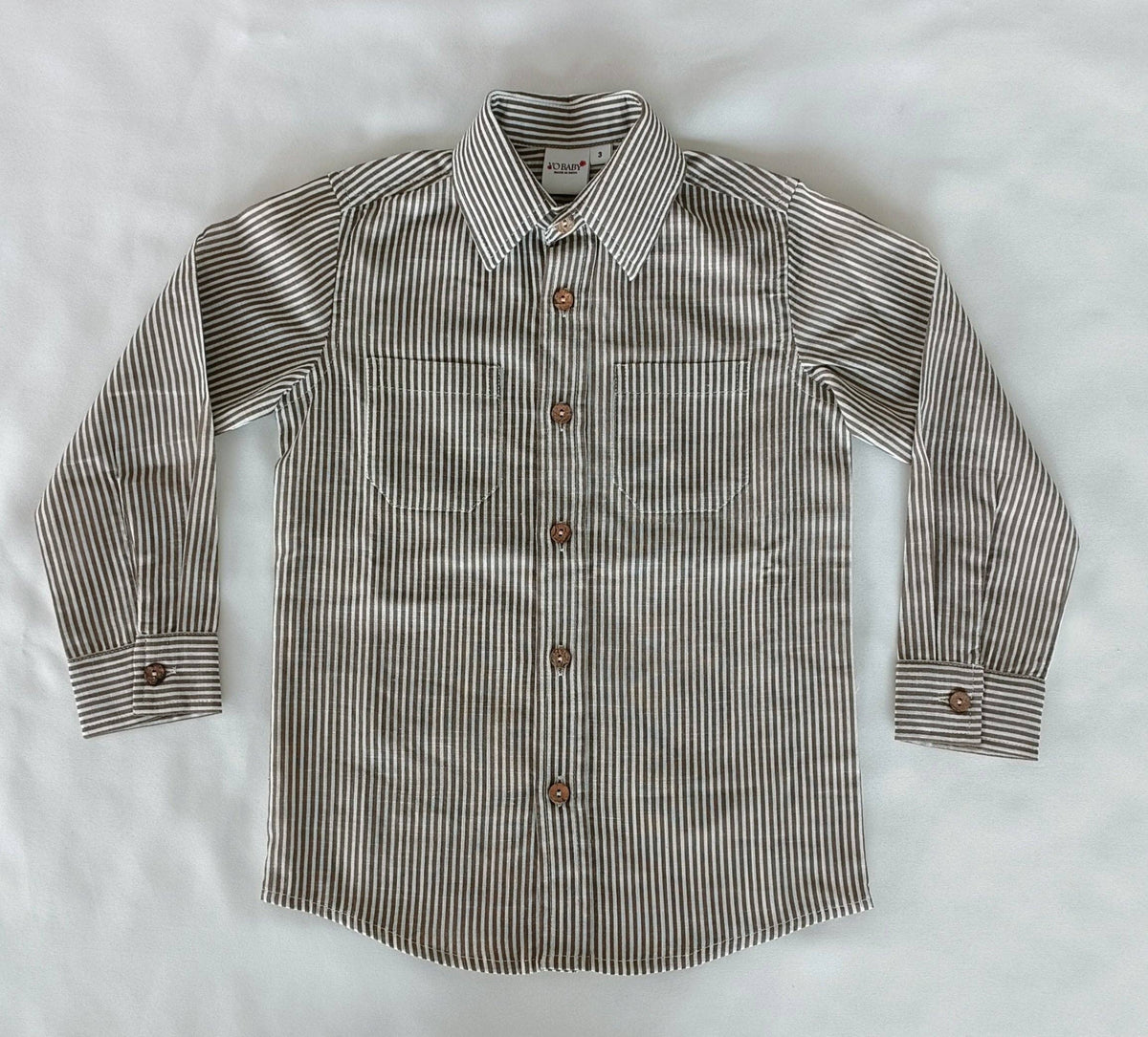 Brown Stripes Printed Boys Shirt — Cotton Boys Shirt | 0-13 Years: 3YEAR
