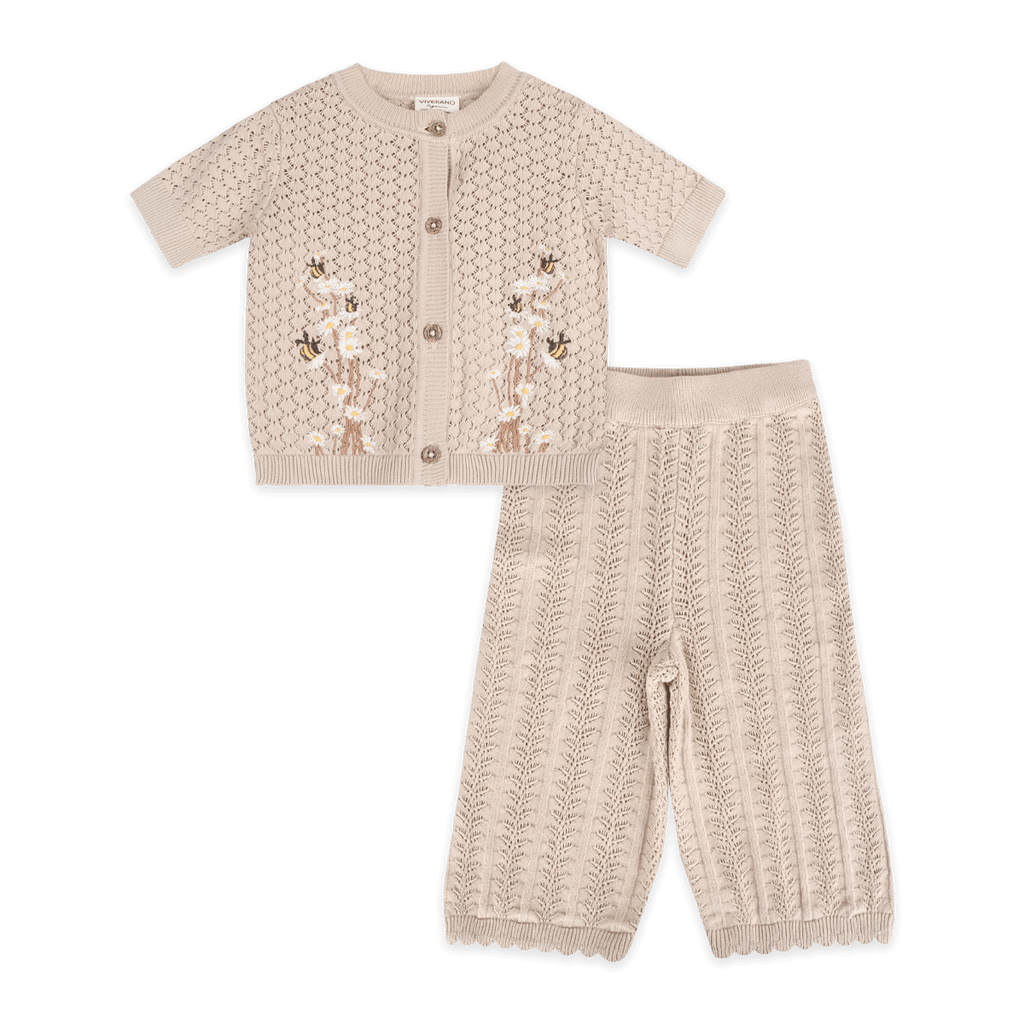 Daisy Bee Baby Knit Top & Pants Set (Organic Cotton): Cottonwood / 3-4T