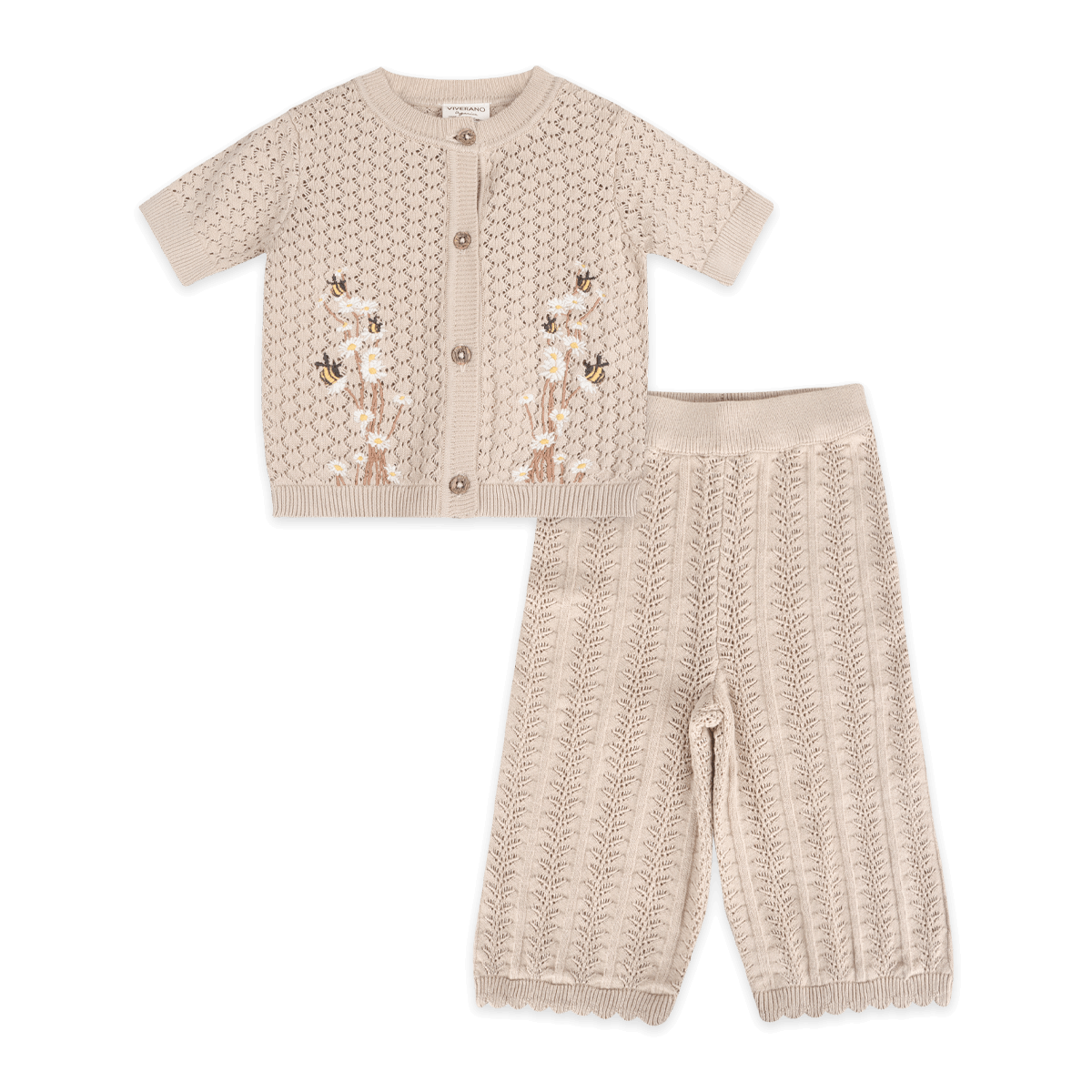 Daisy Bee Baby Knit Top & Pants Set (Organic Cotton): Cottonwood / 3-4T