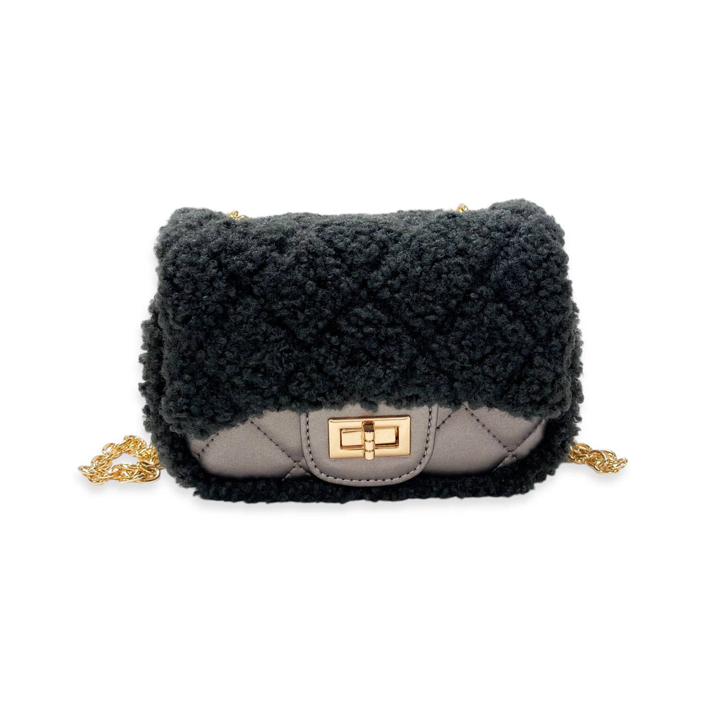B1388 Sherpa Mixed Quilted Purse (3 Colors): Camel