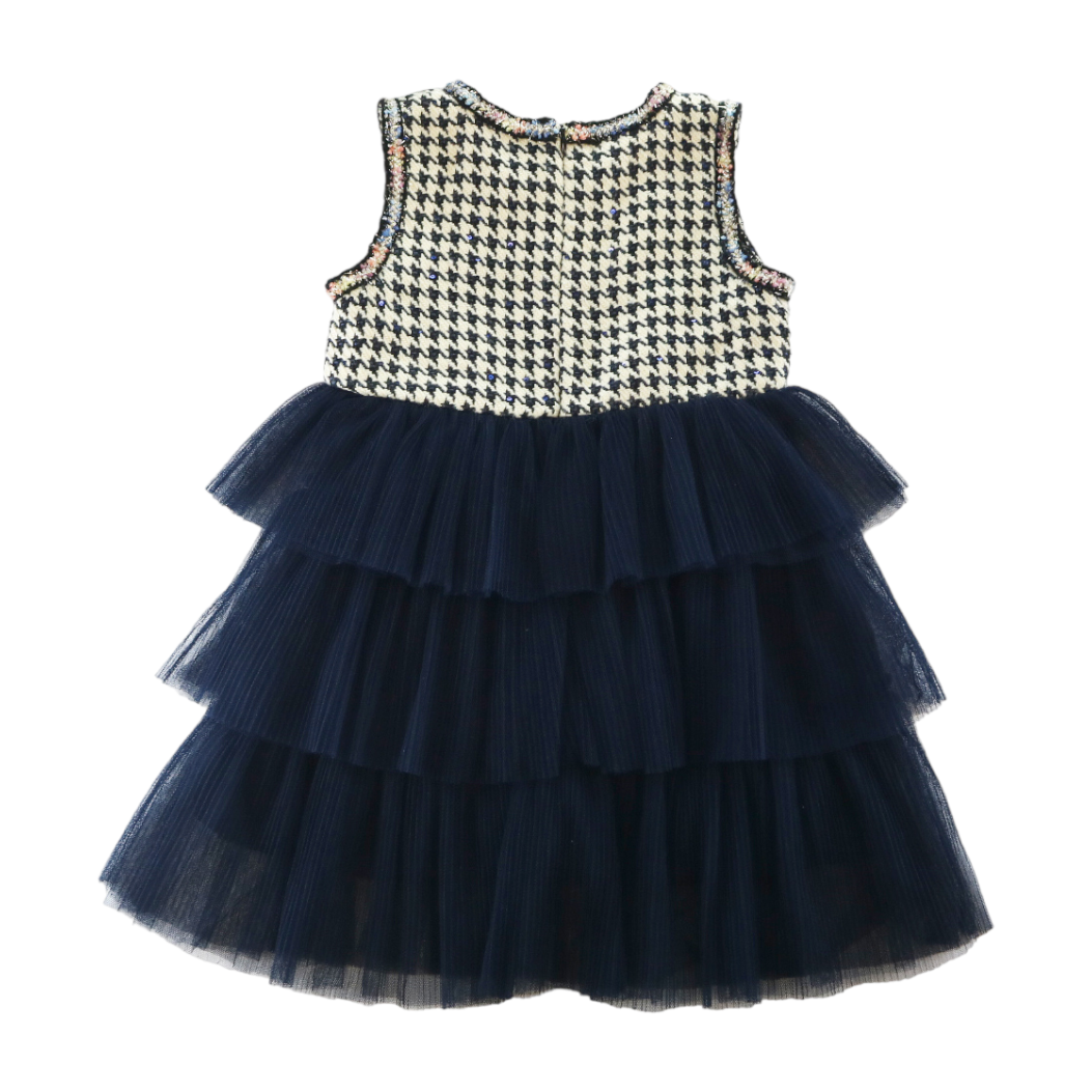 A15 14220 Houndstooth Chiffon Tiered Dress: 2-2-2;2T-3T-4T