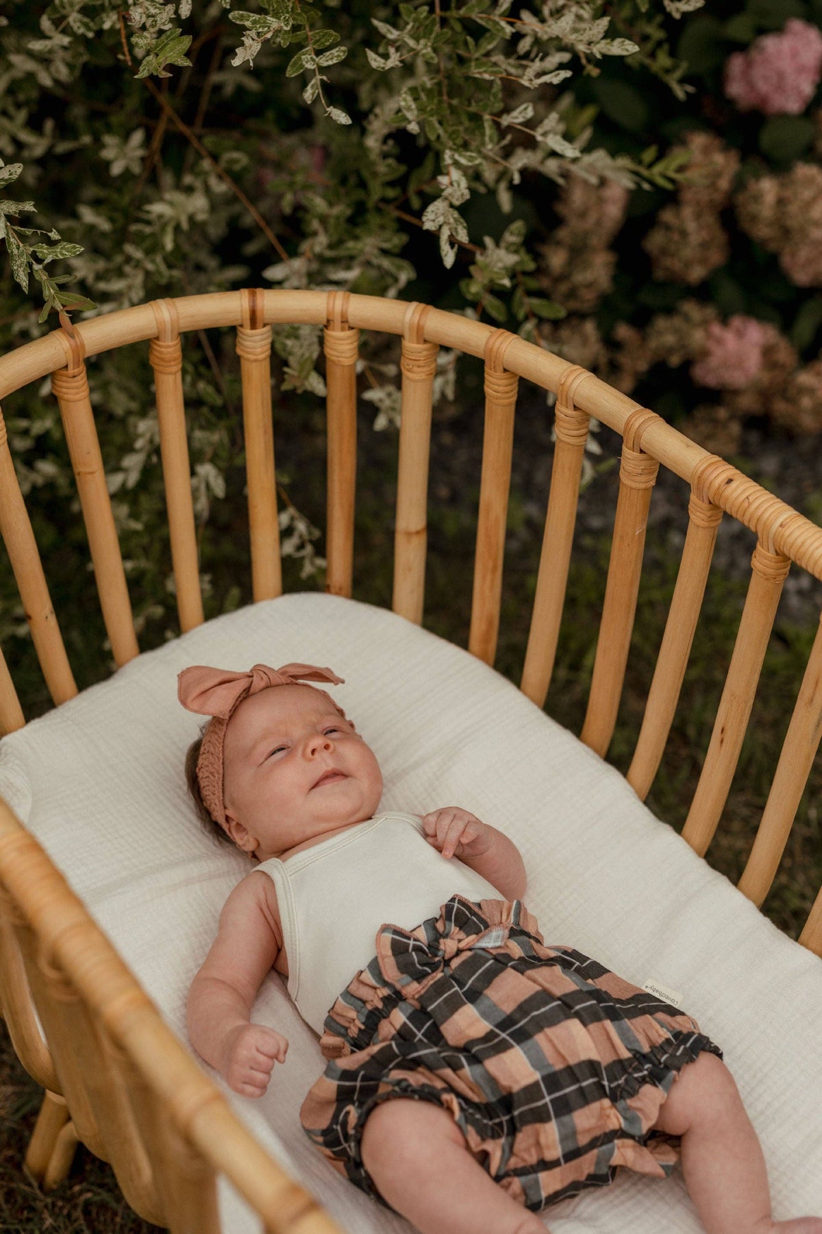 Adobe Chia Plaid | Organic Muslin Ruffle Bloomer: 3-6m