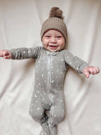 Hunter Leaves | Organic Cozy Zipper Footie: 0-3m