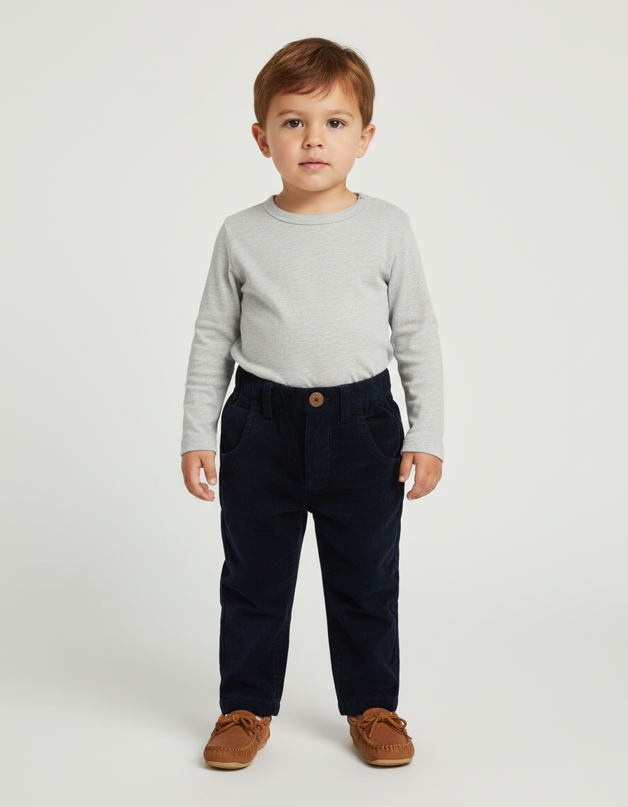 Navy Corduroy Boys Pants — Cotton Kids Pants | 0-13 Years: 6-9 month