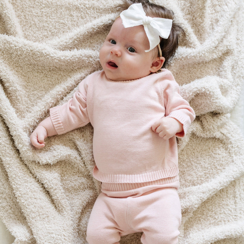 HEIRLOOM COTTON KNIT SETS: Tan / 3-6 Months