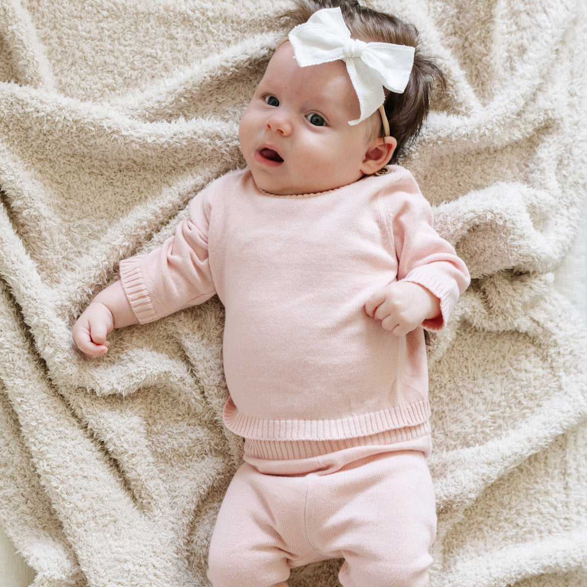 HEIRLOOM COTTON KNIT SETS: Tan / 3-6 Months