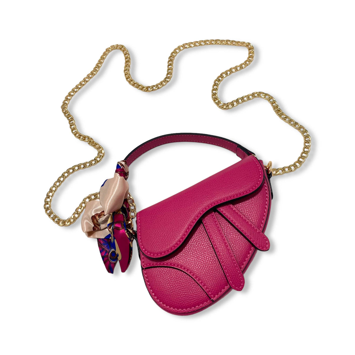 B1309 & B1342 Saddle Purse w/ Scarf (6 Colors): PINK / B1342 - BIG