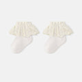 MyKids-USA® Baby Kids Girls Breathable Lace Trim Vintage Socks: White / M (1-3Y)