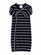 Black/White Stripe / Ribbed Gown: 0-3M