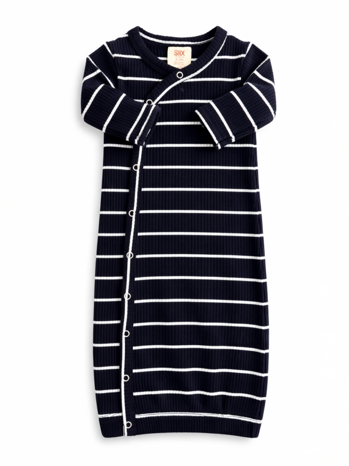 Black/White Stripe / Ribbed Gown: 0-3M