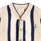 Anchor Stripe Knit Baby Cardigan (Organic Cotton): Oatmeal / 12-18M