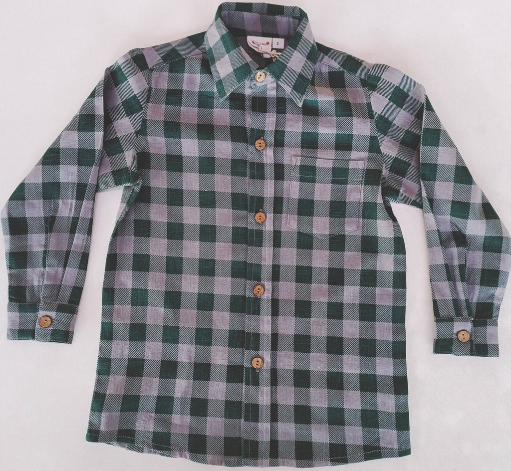 Green Checkered Boys Shirt — Cotton Boys Shirt | 0-13 Years: 4 Years