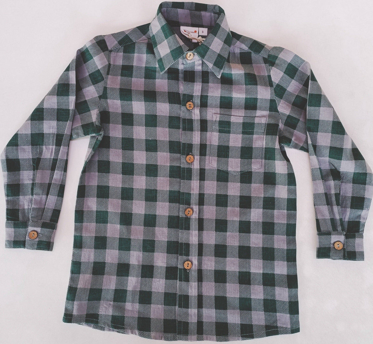 Green Checkered Boys Shirt — Cotton Boys Shirt | 0-13 Years: 3 Years