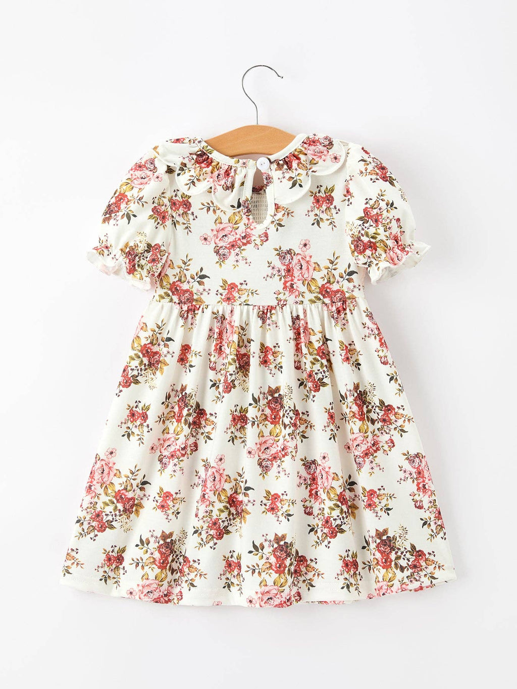 Fall Garden Girls Dress Smocked Petal Collar Bow: 5