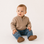Quarter Zip Sweater Sand - Infant: 9-12M