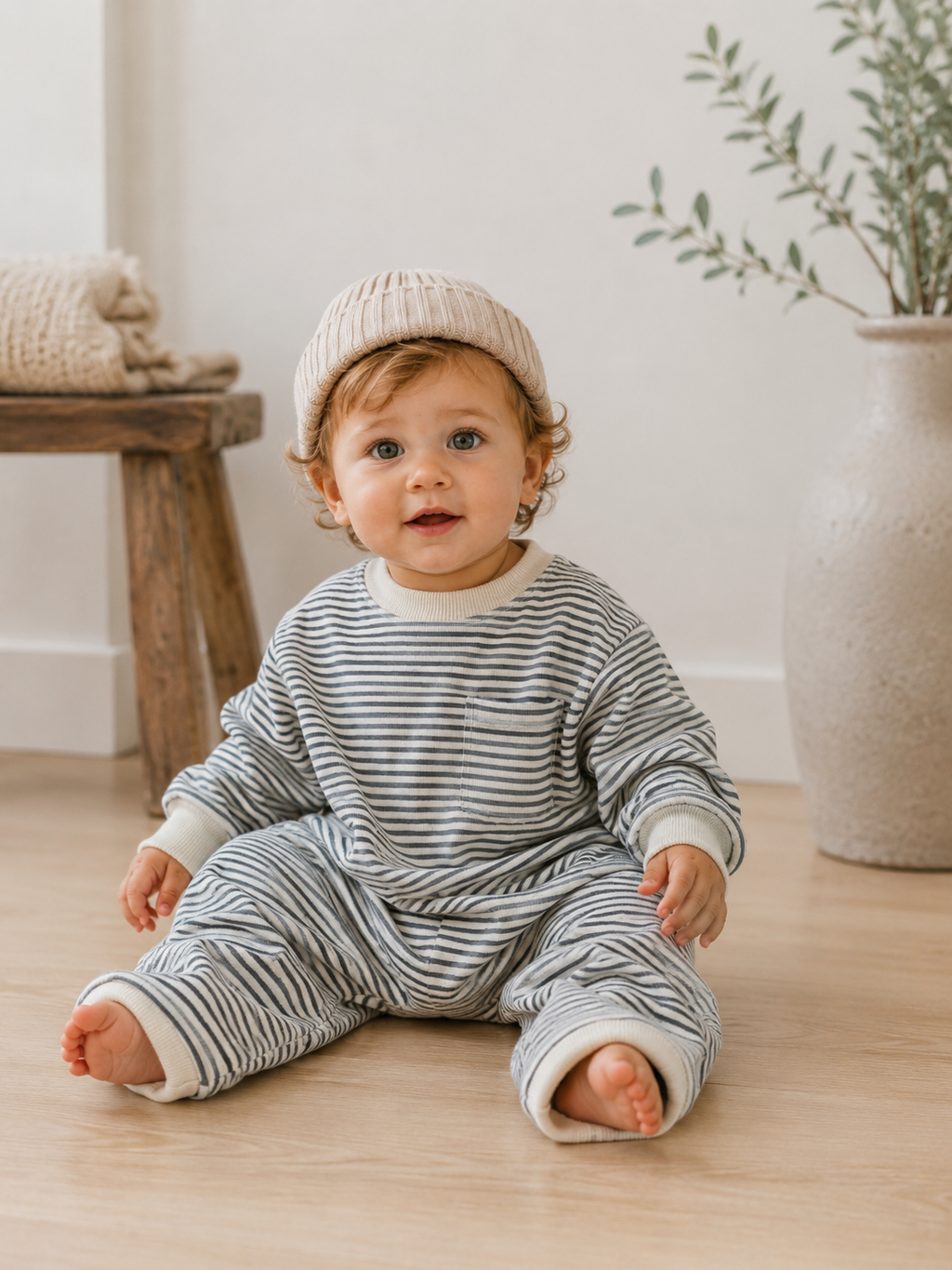 Striped Cozy Romper: 18-24M