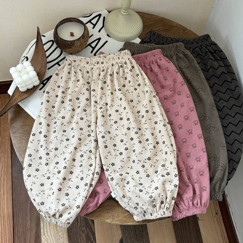 Baby & Kids Printed Casual Pants: Black Polka Dot / 4-5T