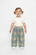 The Highland Pleated Checked Corduroy Pants - Blue: 9-12 months