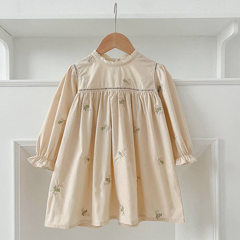 Fall Long-Sleeved Embroidered Baby Dress: 3 / Dress
