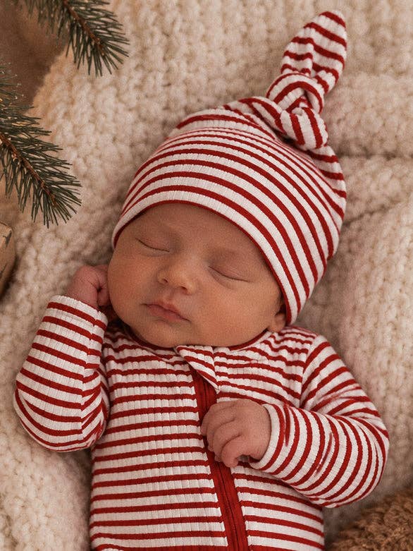 Red Stripe / Ribbed Beanie: 0 - 3 mo.
