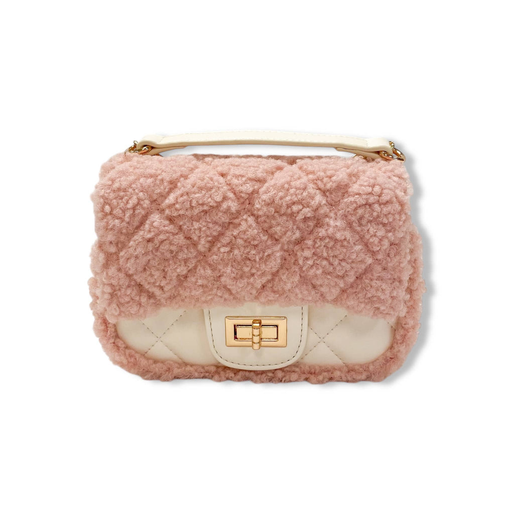 B1388 Sherpa Mixed Quilted Purse (3 Colors): Camel