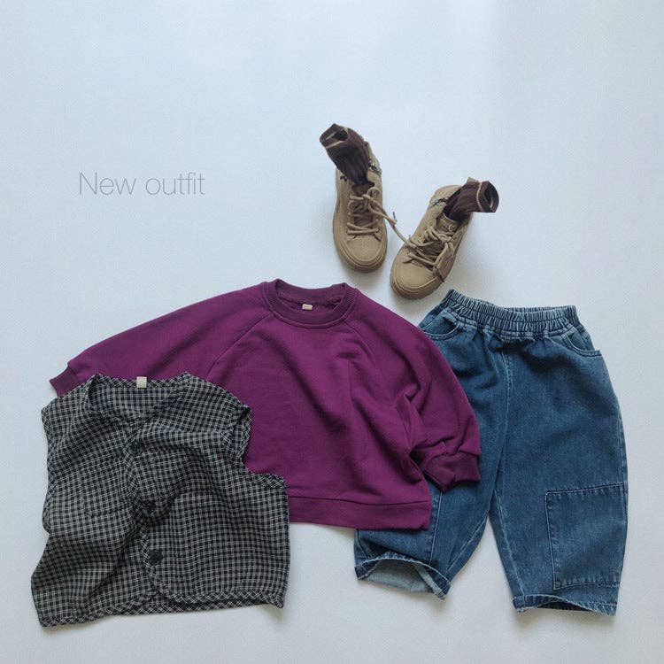 Kids Denim Trousers Casual Retro Wide-Leg Pants: Denim Blue / 4T