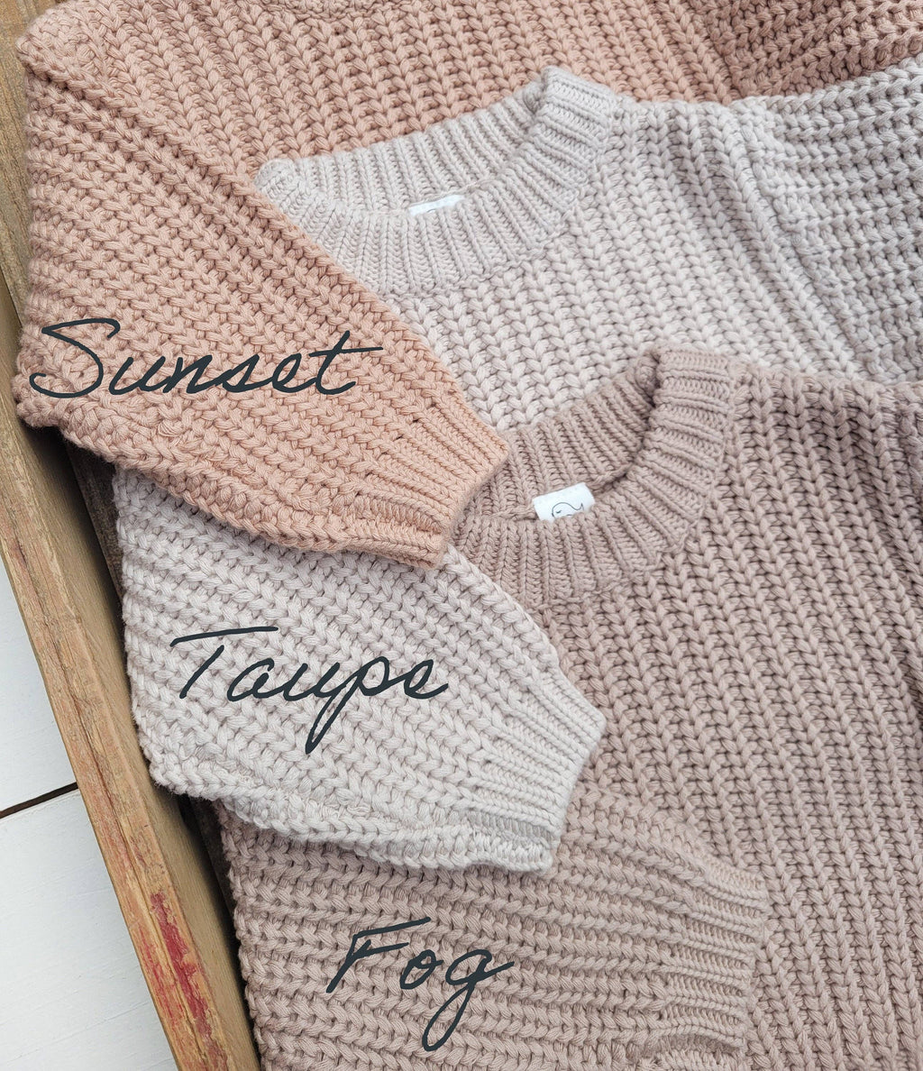 Baby Chunky Knit Braided Sweater | Pastels: Fog / 3-6 months