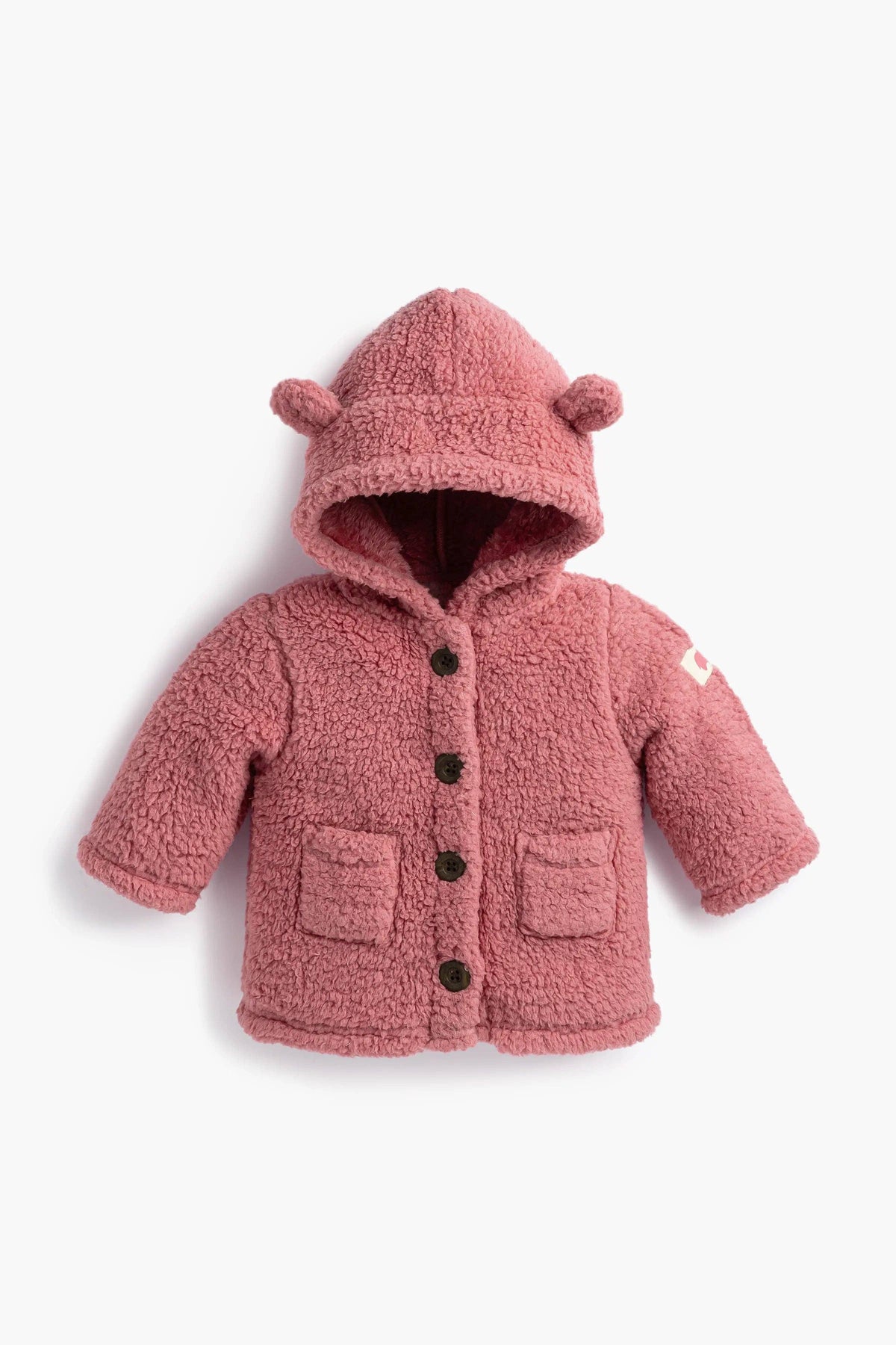 Baby Sherpa Teddy Cardigan_Mauve Pink: Girl / Mauve Pink / 6-9m