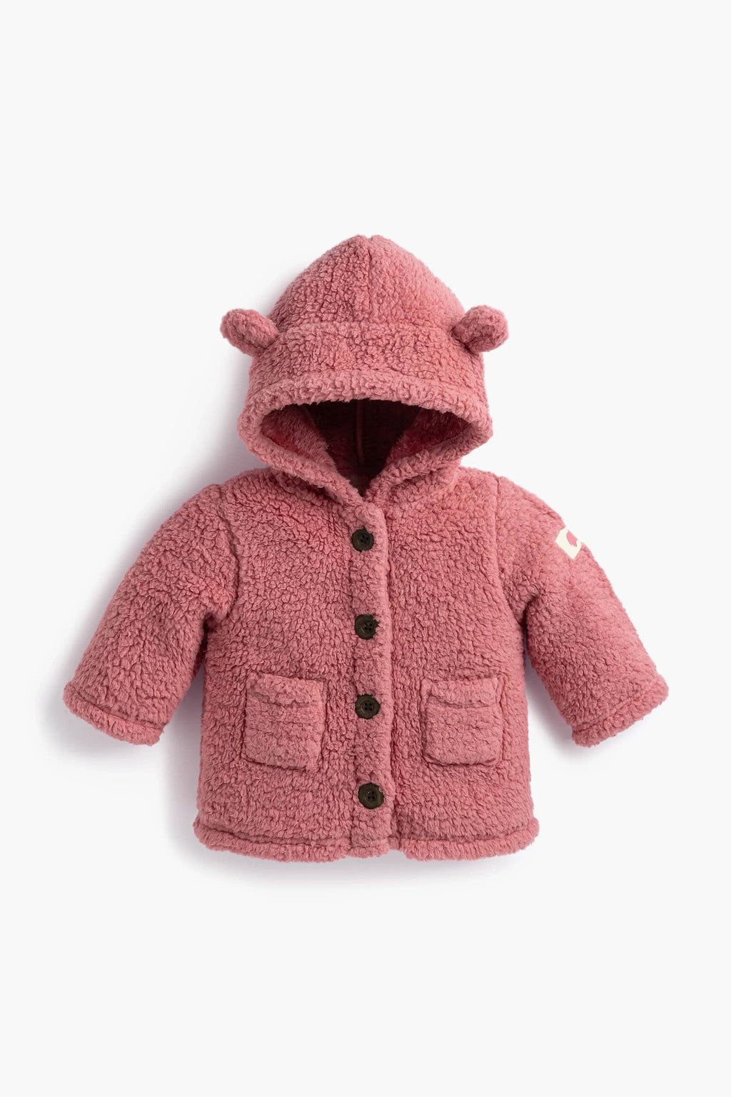 Baby Sherpa Teddy Cardigan_Mauve Pink: Girl / Mauve Pink / 9-12m