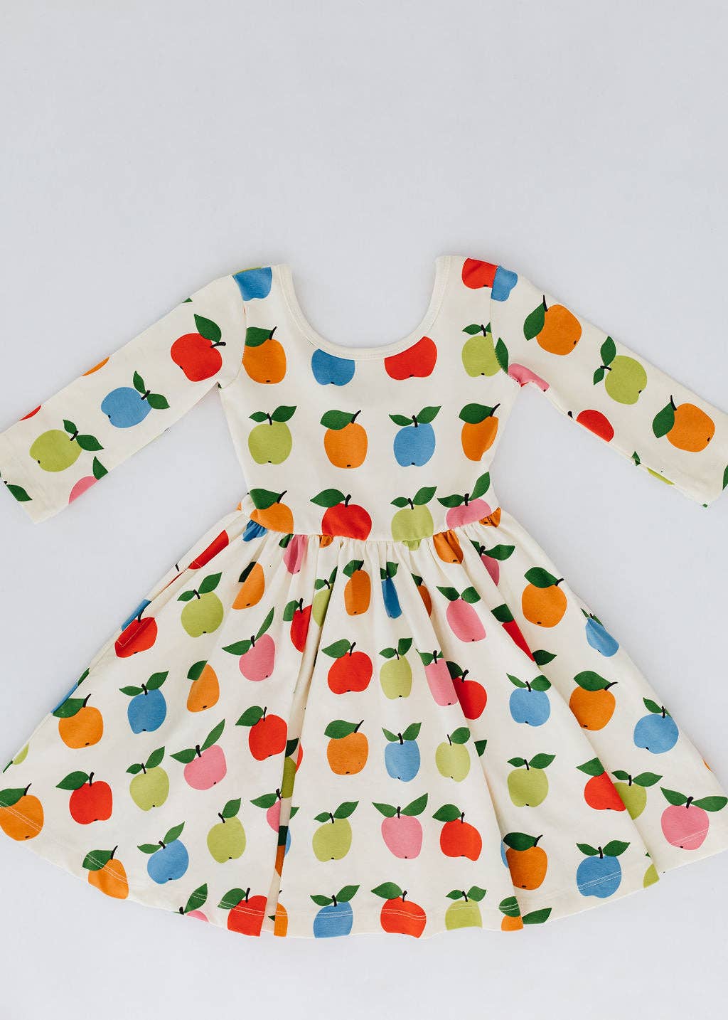 3/4 Sleeve Twirl Dress in Colorful Apples: Apples / 5