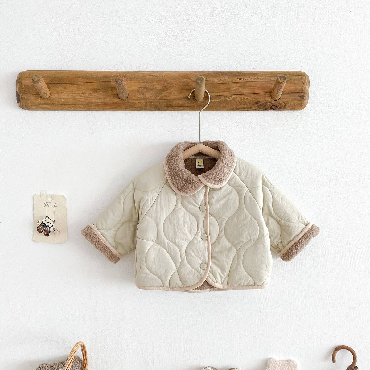 Quilted Baby Jacket with Cozy Collar: Black / 4