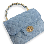 B1382 Sparkly Denim Quilted Purse (3 Colors): Dark Blue