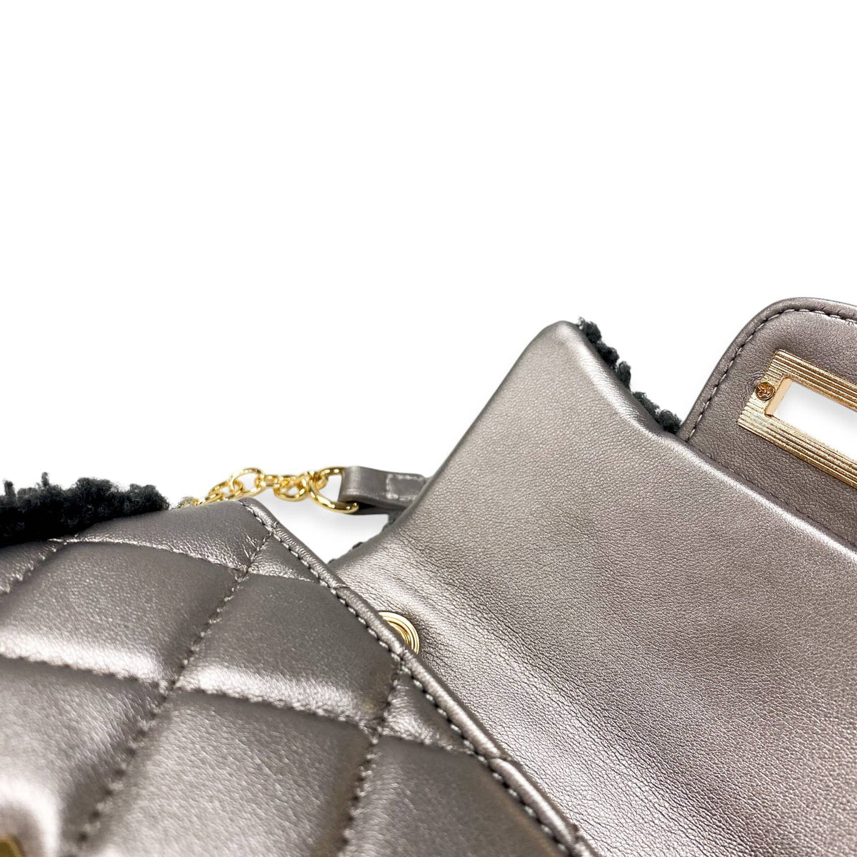 B1388 Sherpa Mixed Quilted Purse (3 Colors): Camel